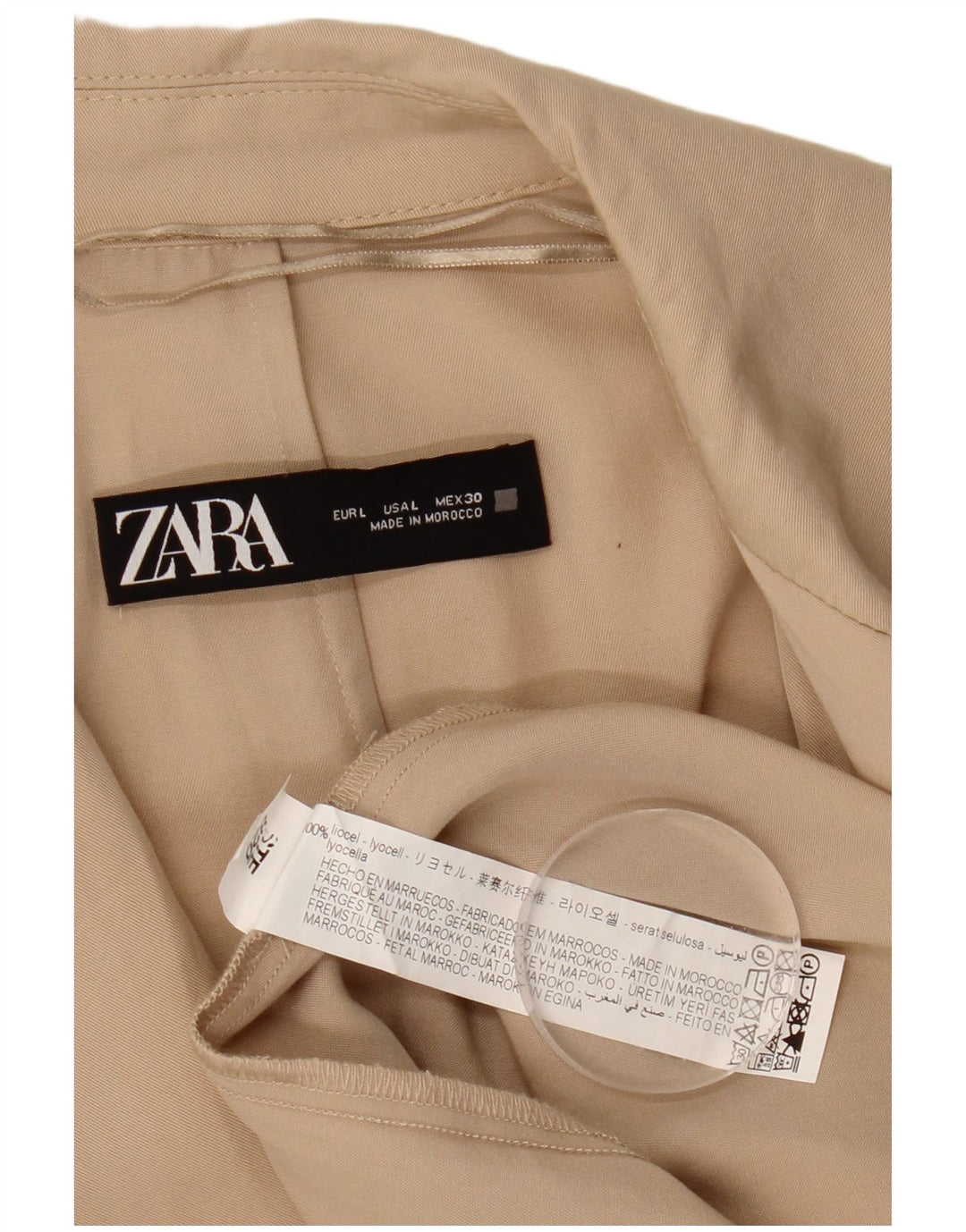Cappotto Zara Donna UK 16 Large Beige Lyocell