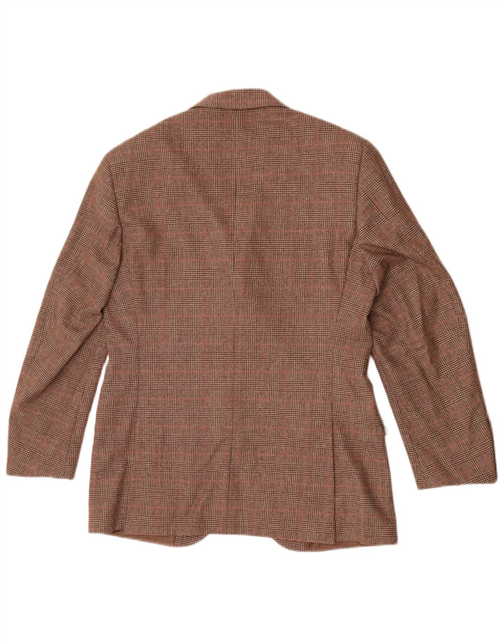 Polo Ralph Lauren Giacca blazer a 3 bottoni da uomo IT 50 grande lana a quadri marrone
