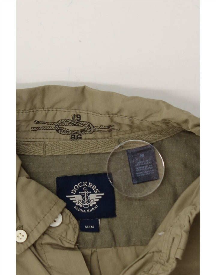 DOCKERS Mens Slim Fit Shirt Medium Khaki Cotton Vintage Dockers and Second-Hand Dockers from Messina Hembry 