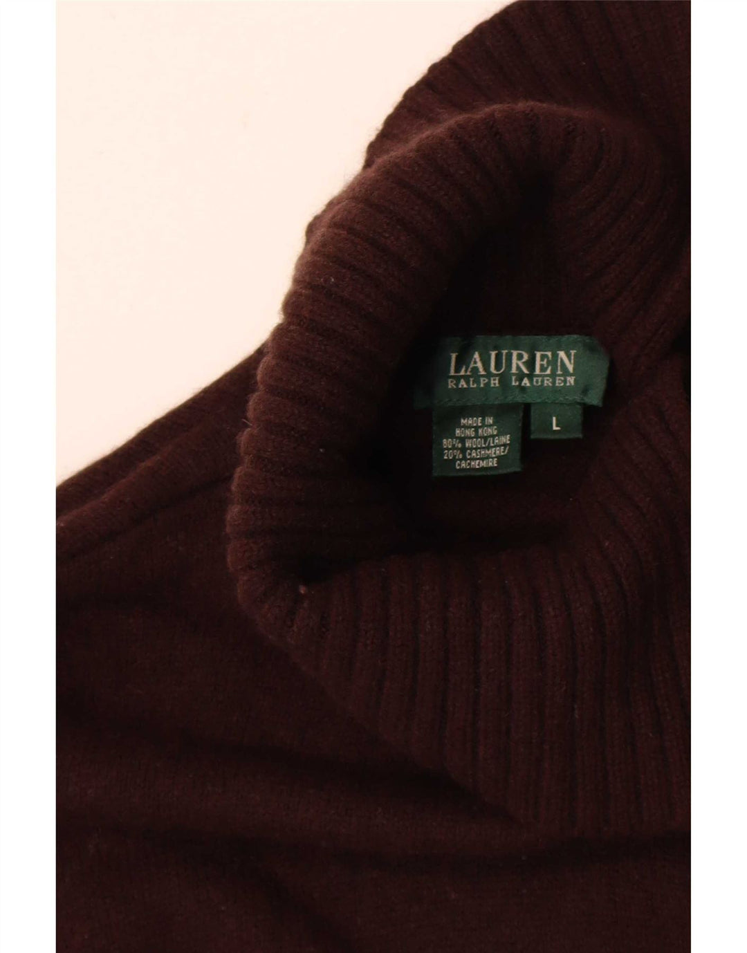 Maglione maglione collo alto da donna Ralph Lauren UK 14 grande lana marrone