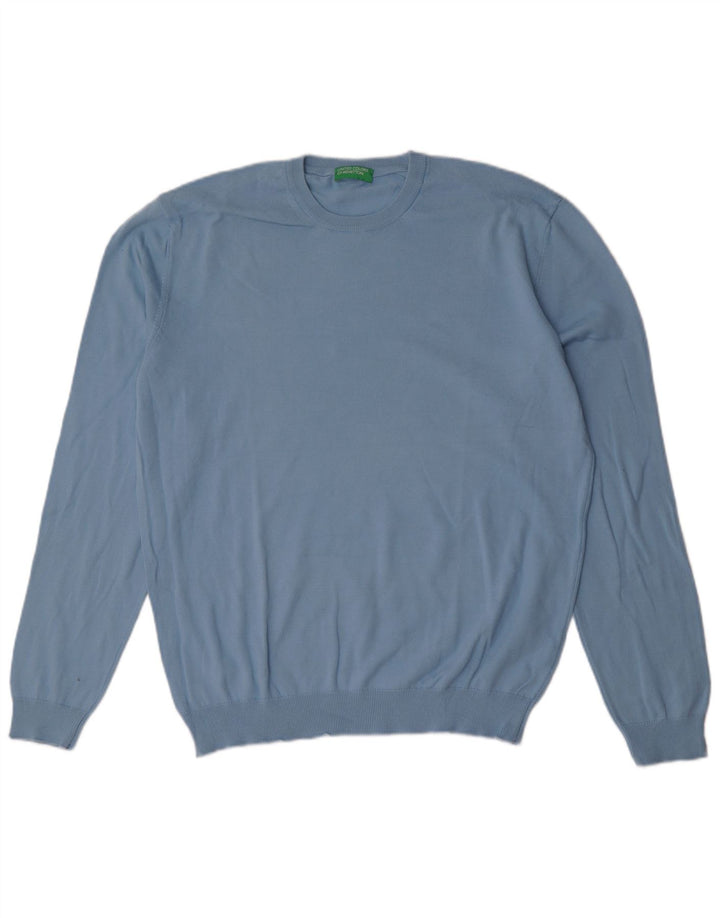 Maglione da uomo girocollo Benetton XL in cotone blu