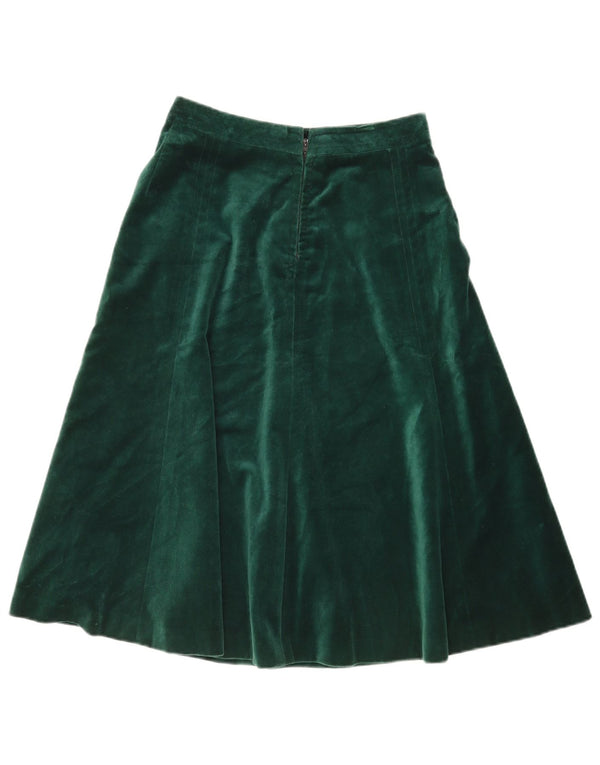 Gonna a trapezio in velluto a vita alta da donna vintage IT 42 media W26 verde
