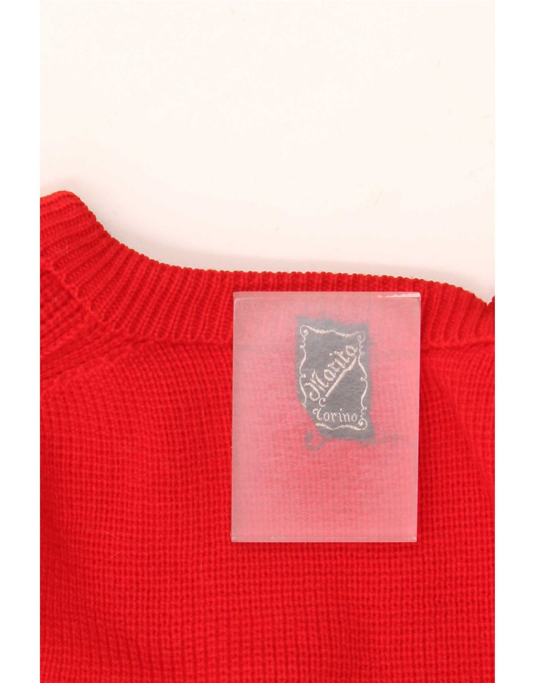 Maglione vintage da uomo con scollo a barca rosso medio
