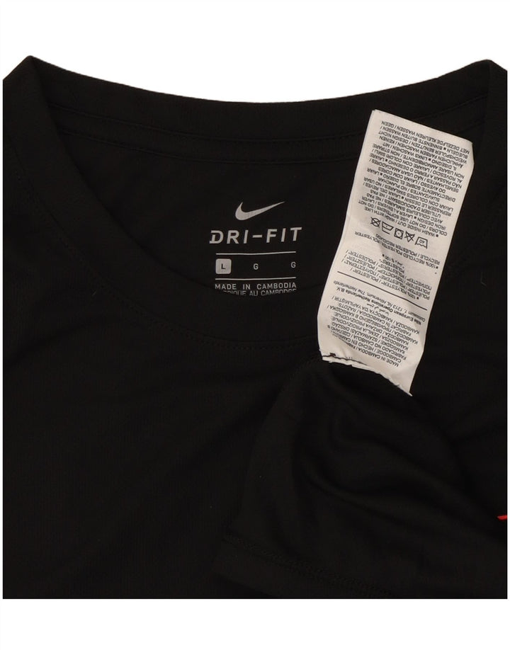 NIKE T-shirt grafica da uomo Dri Fit Top grande in poliestere nero