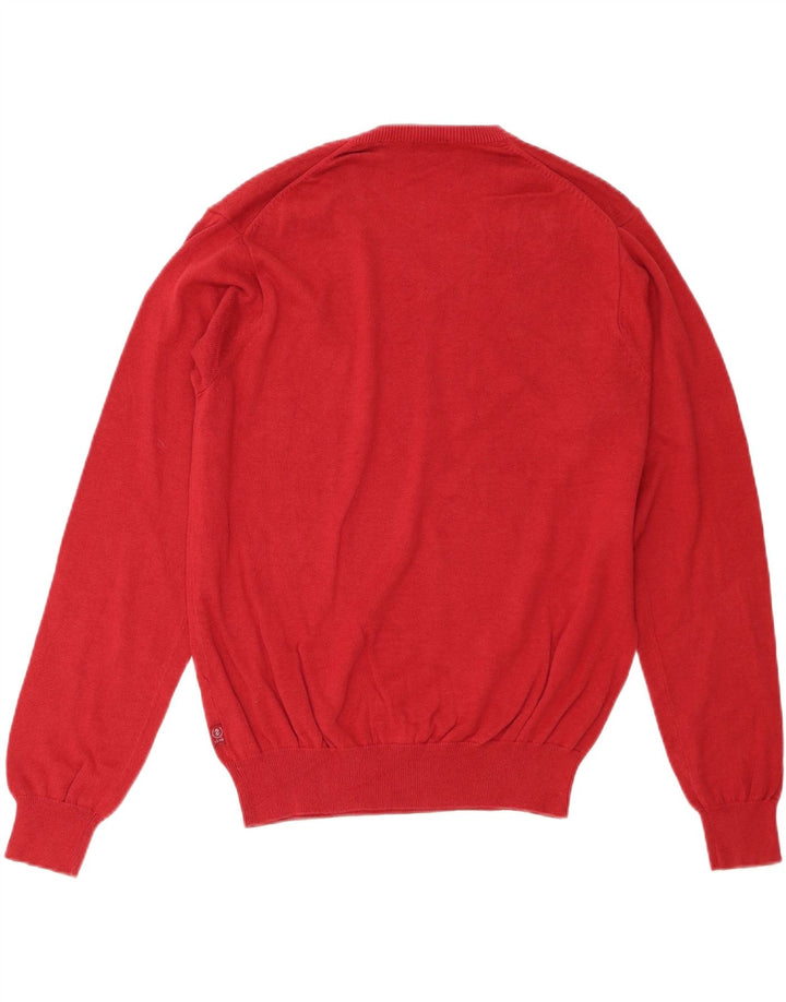 IZOD Mens V-Neck Jumper Sweater Medium Red Cotton Vintage Izod and Second-Hand Izod from Messina Hembry 