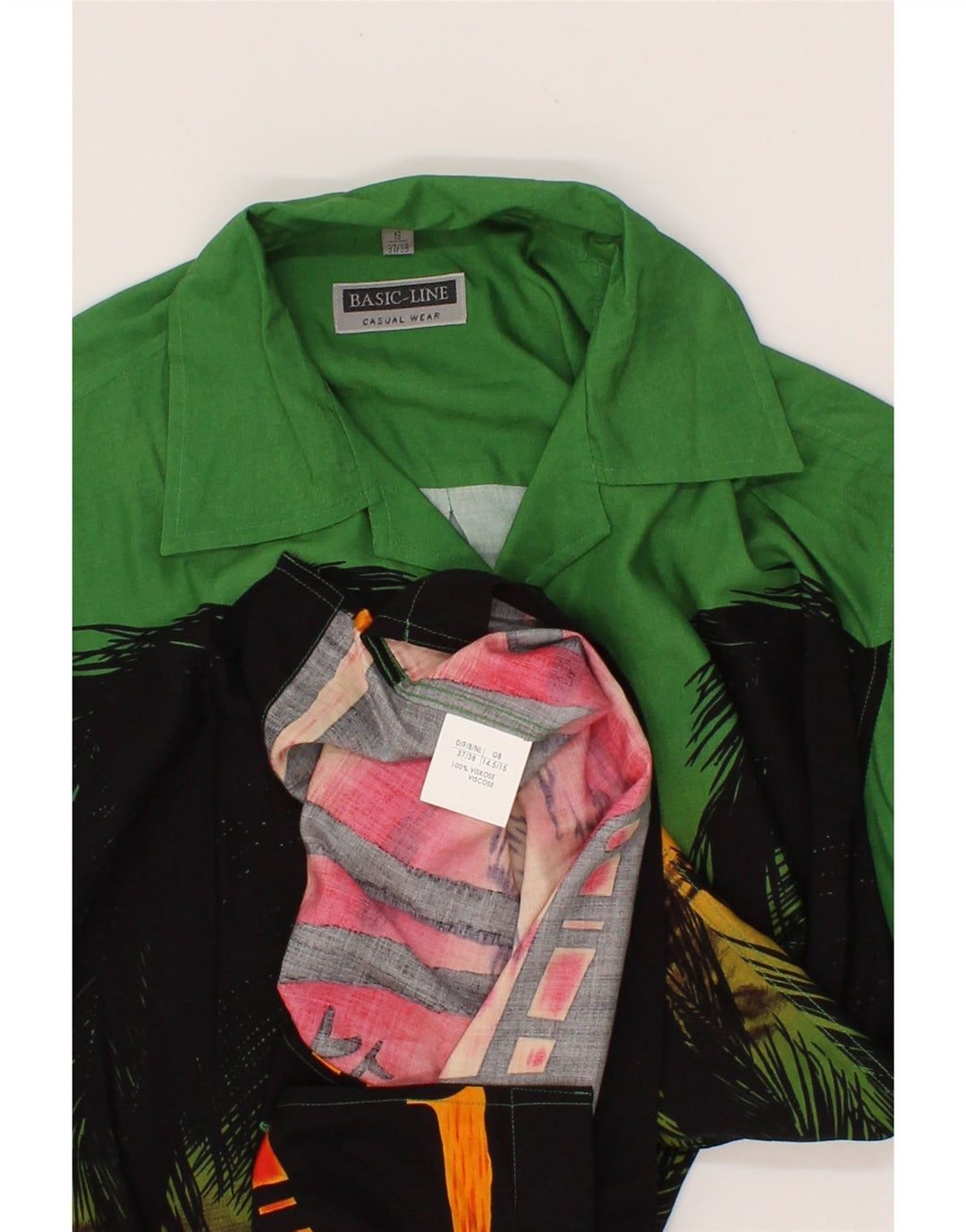 BASICLINE Mens Graphic Short Sleeve Shirt Size 15 Small Multicoloured Vintage Basicline and Second-Hand Basicline from Messina Hembry 