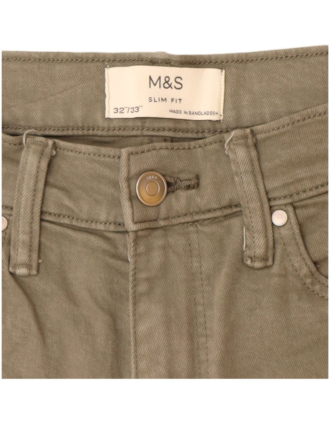 Jeans slim da uomo Marks & Spencer W32 L33 cotone kaki
