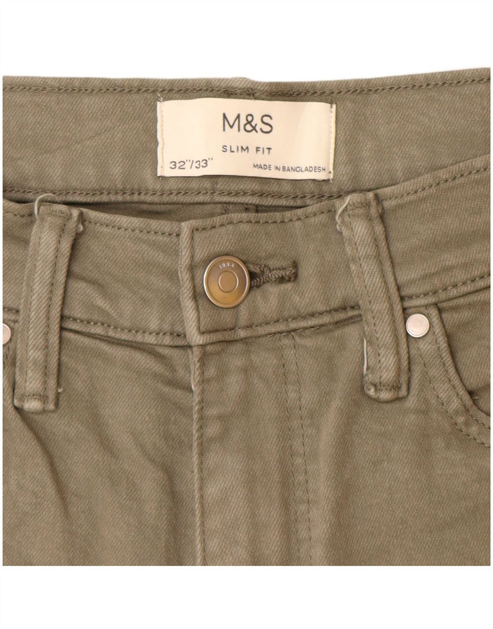 Jeans slim da uomo Marks & Spencer W32 L33 cotone kaki