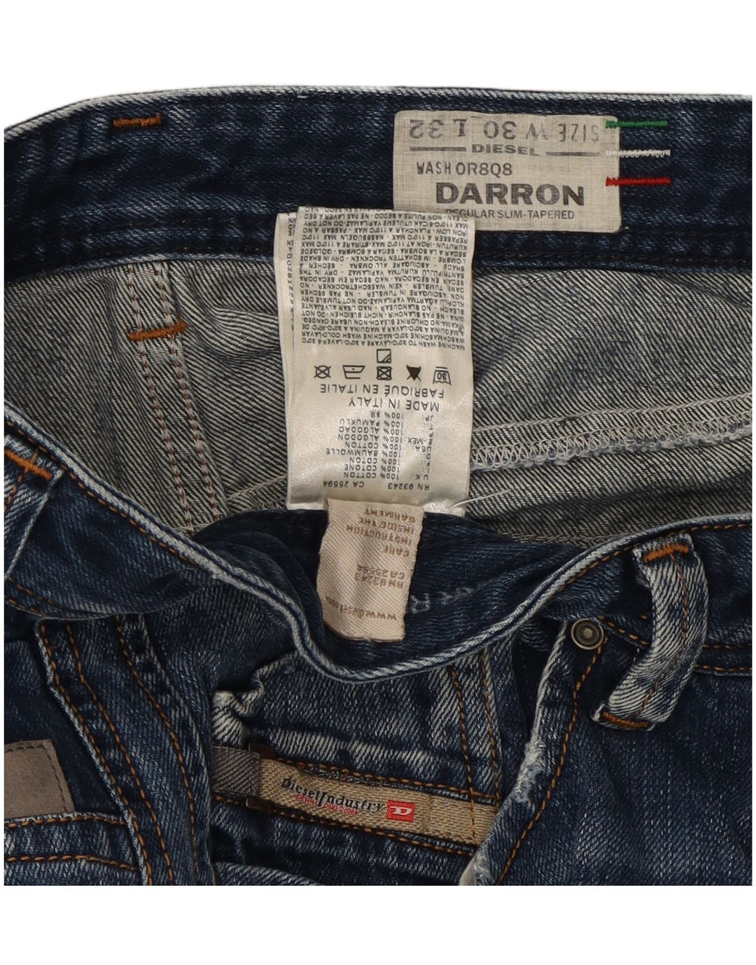 Jeans da uomo Diesel Darron slim affusolati W30 L32 in cotone blu