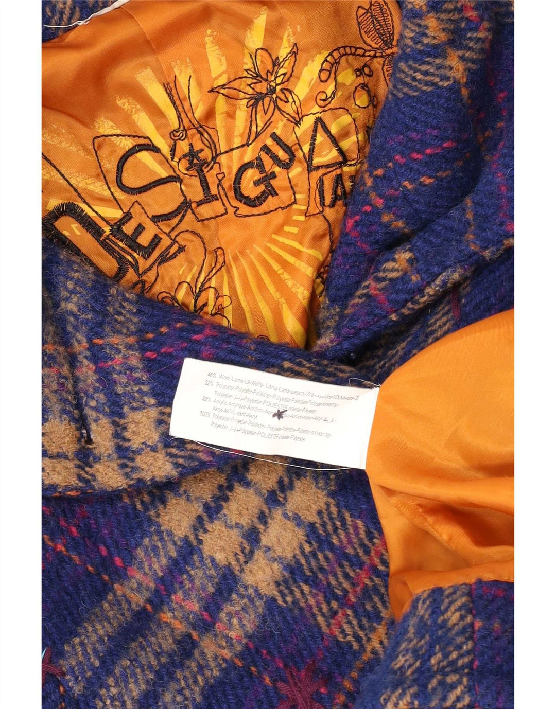 Desigual Cappotto da donna UK 10 Small Blue Check in lana