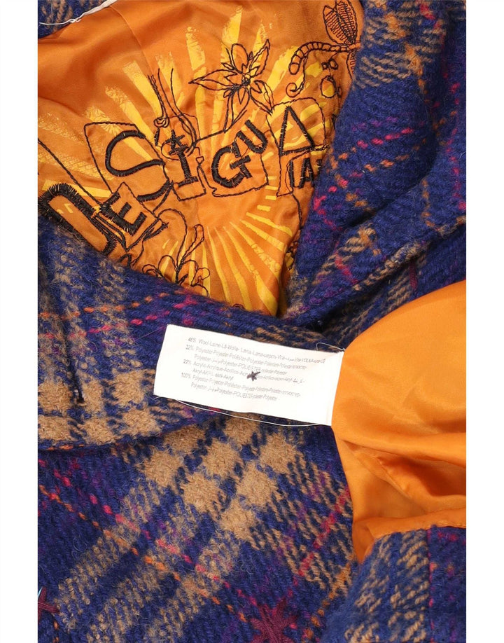 Desigual Cappotto da donna UK 10 Small Blue Check in lana