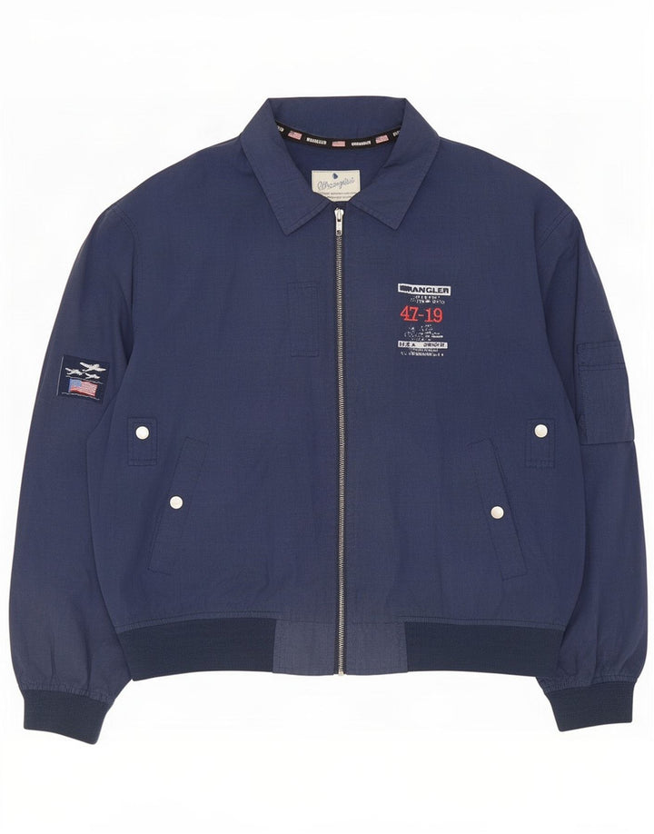 Giubbotto bomber grafico da uomo Wrangler UK 40 grande poliestere blu navy