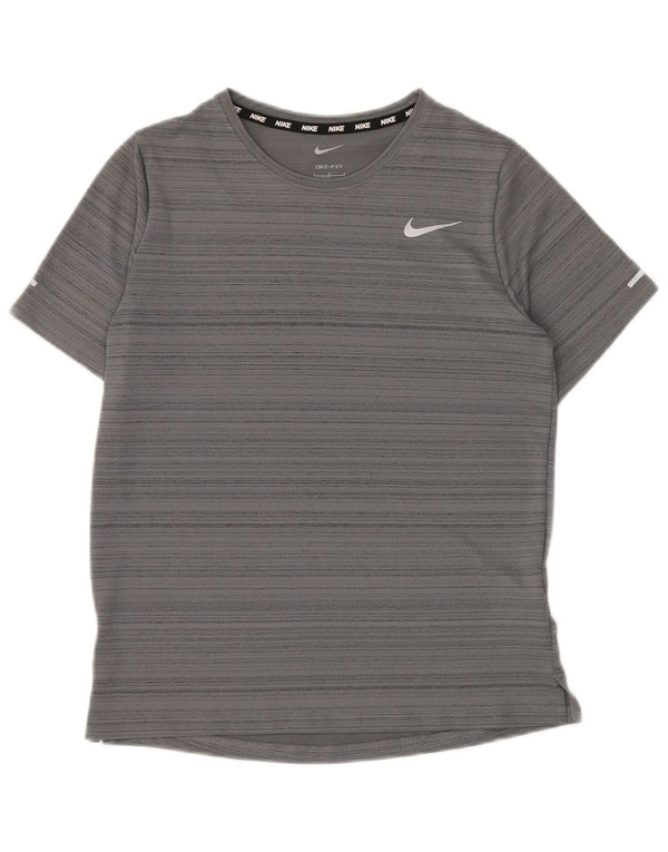 T-shirt NIKE da bambino Dri Fit, 12-13 anni, in poliestere a righe grandi grigie