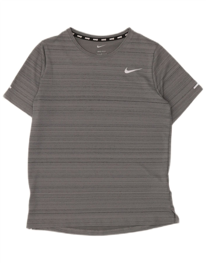 T-shirt NIKE da bambino Dri Fit, 12-13 anni, in poliestere a righe grandi grigie