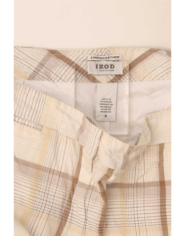 Minigonna elasticizzata da donna Izod US 8 media W32 cotone a quadri beige