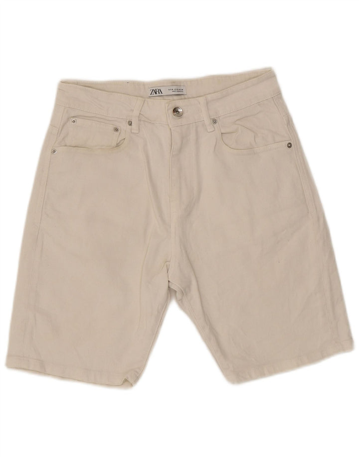 Pantaloncini di jeans da uomo Zara EU 38 piccoli W30 cotone bianco