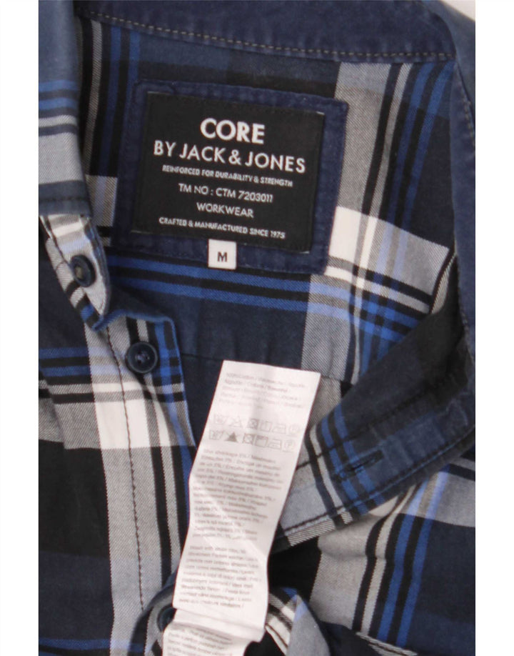 Jack & Jones Camicia in flanella da uomo in cotone scozzese blu medio