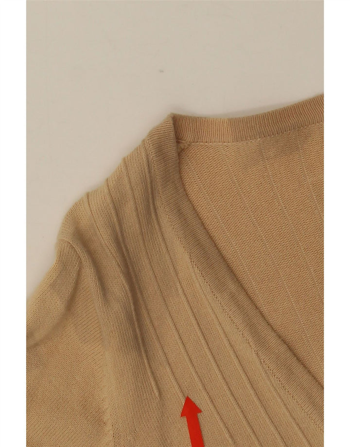 MARKS & SPENCER Maglione cardigan corto da donna UK 12 Cotone beige medio
