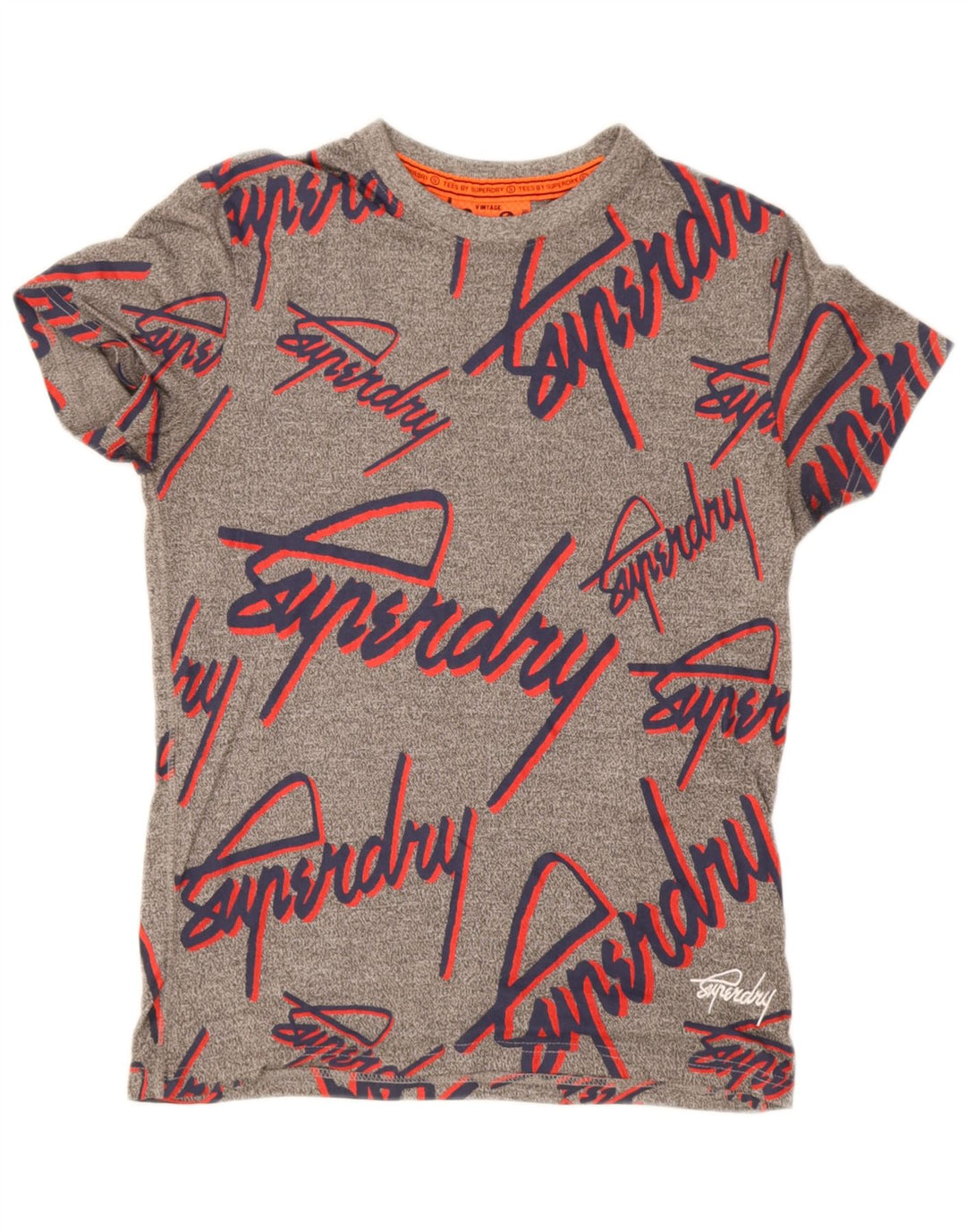 T-shirt grafica da uomo Superdry Top in cotone chiazzato grigio piccolo