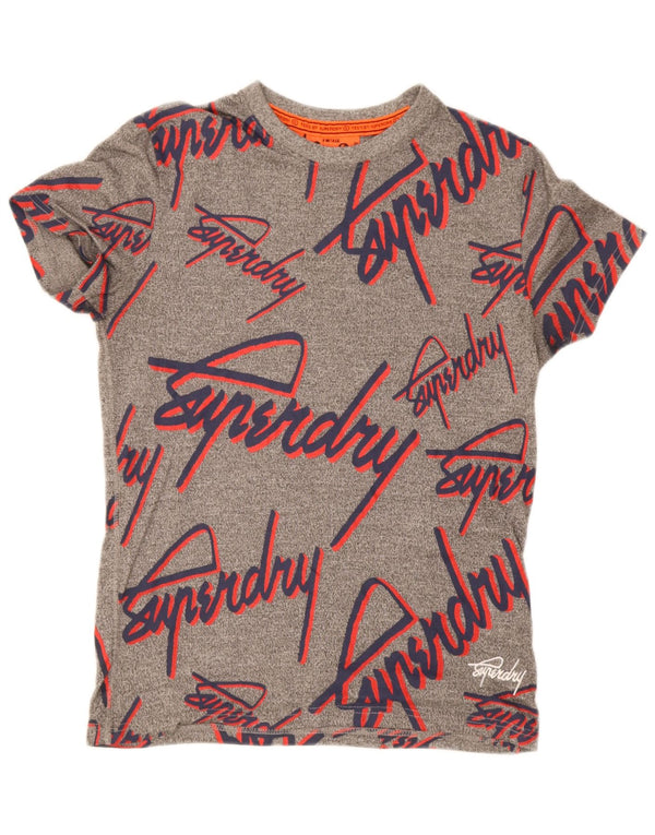 T-shirt grafica da uomo Superdry Top in cotone chiazzato grigio piccolo