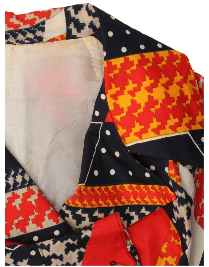 Abito a trapezio da donna vintage UK 12 medio multicolore geometrico