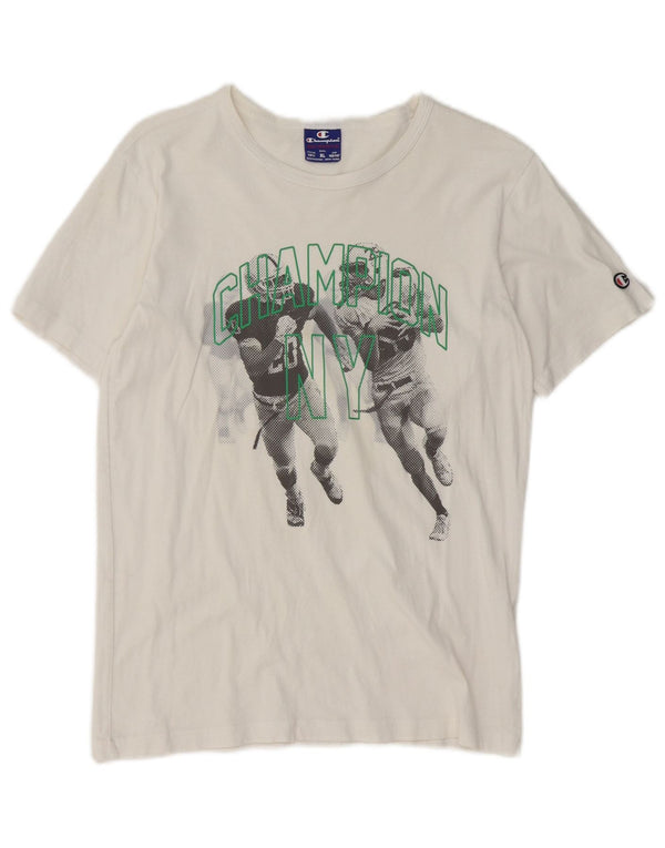 T-shirt grafica Champion da ragazzo, 13-14 anni, XL, cotone bianco