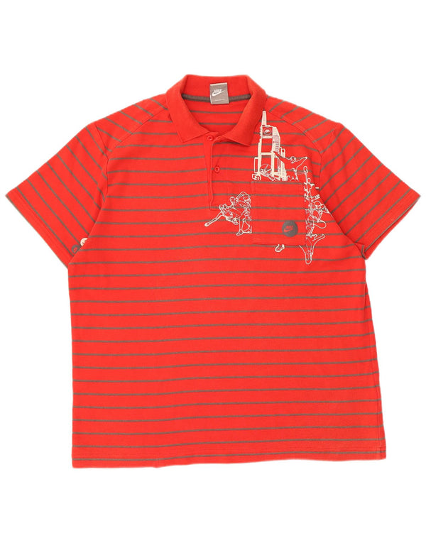 Polo grafica da uomo Nike UK 45/47 XL cotone a righe rosse