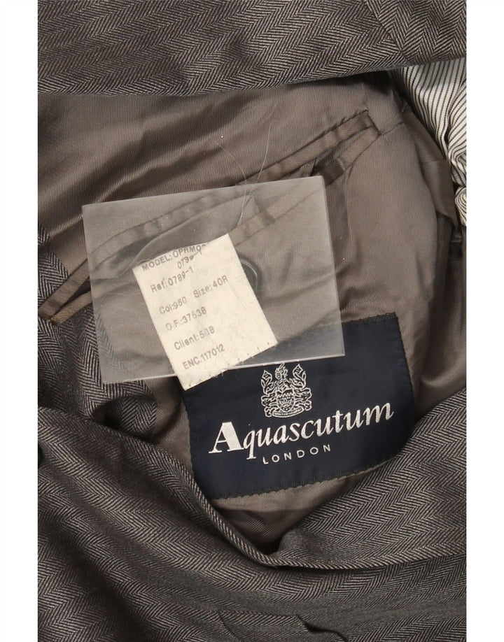 Giacca blazer da uomo a 3 bottoni Aquascutum UK 40 grande lana grigia
