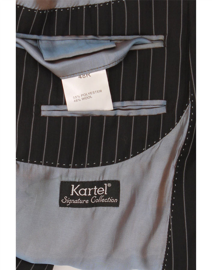 Giacca blazer da uomo a 2 bottoni Kartel UK 48 4XL poliestere gessato nero