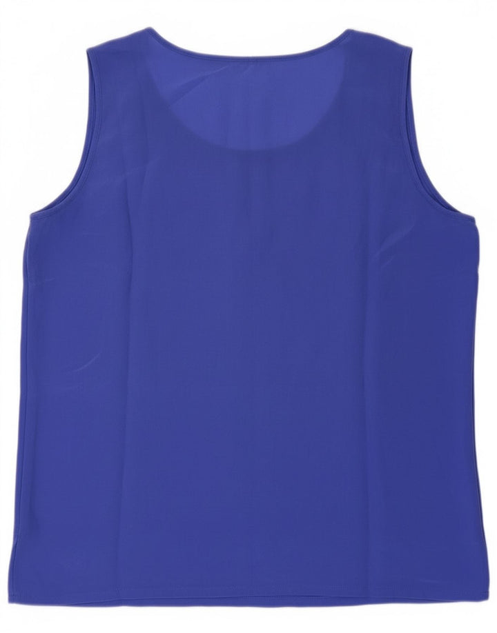 Canotta trasparente da donna vintage UK 8 piccola seta blu