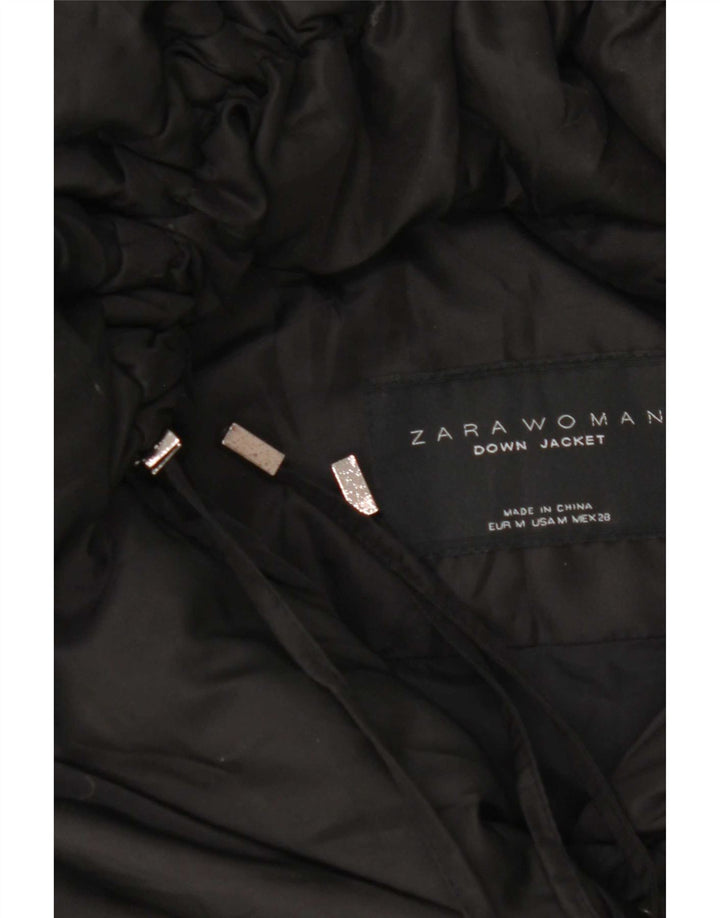 Cappotto imbottito con cappuccio da donna Zara UK 14 medio nero