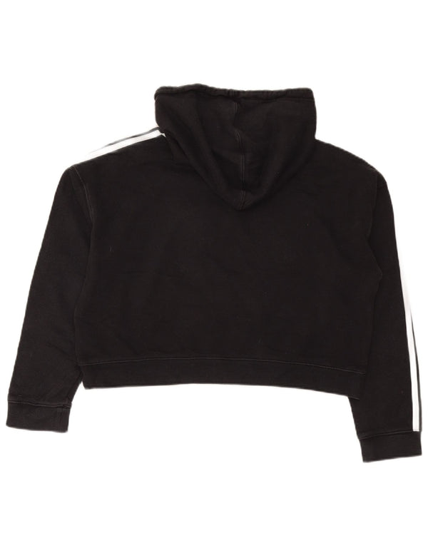 Maglione con cappuccio oversize corto da donna Adidas UK 10 piccolo cotone nero