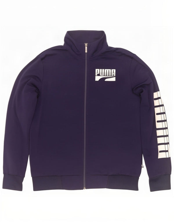 Giacca da ginnastica grafica da uomo Puma Large in poliestere blu navy
