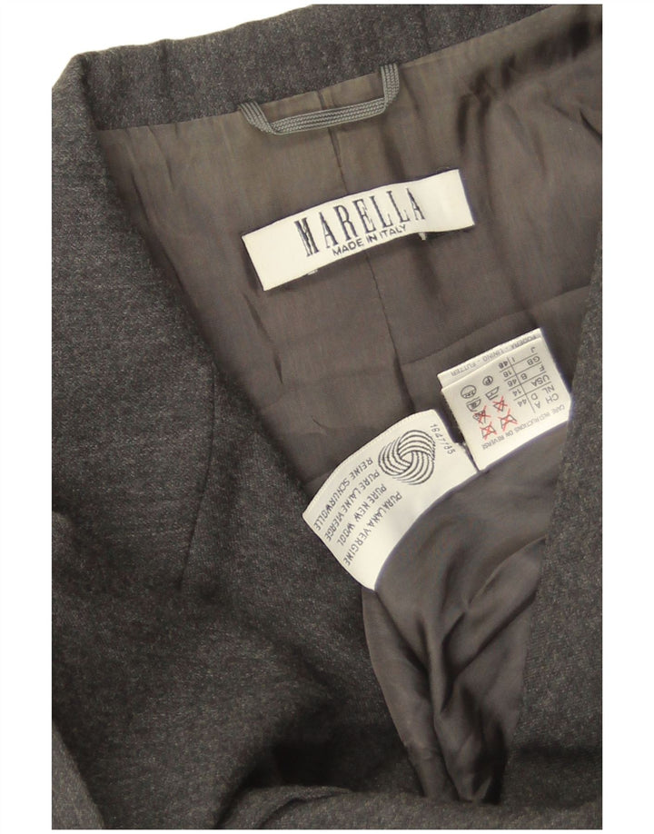 Giacca blazer a 3 bottoni da donna Marella UK 18 XL grigio lana vergine