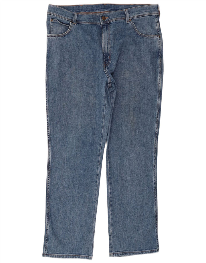 Jeans dritti da uomo Wrangler vestibilità regolare W38 L30 cotone blu