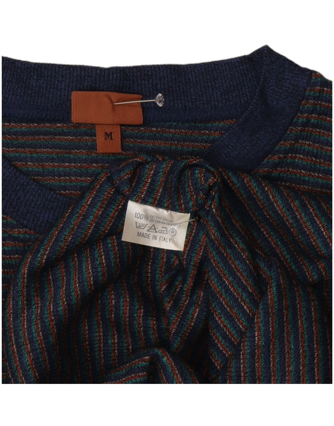 Missoni T-shirt da uomo Top in cotone a righe blu navy medio