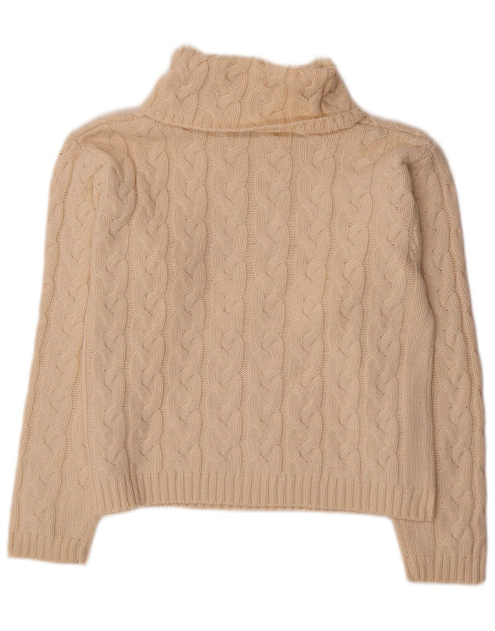 Maglione maglione collo alto da donna Marco Pecci UK 10 piccolo lana bianco sporco