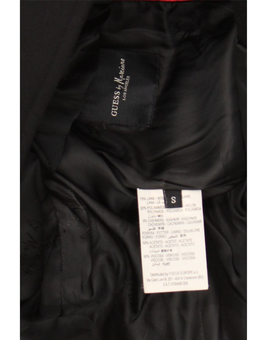 Cappotto da uomo Guess By Marciano UK 36 piccolo in lana nera