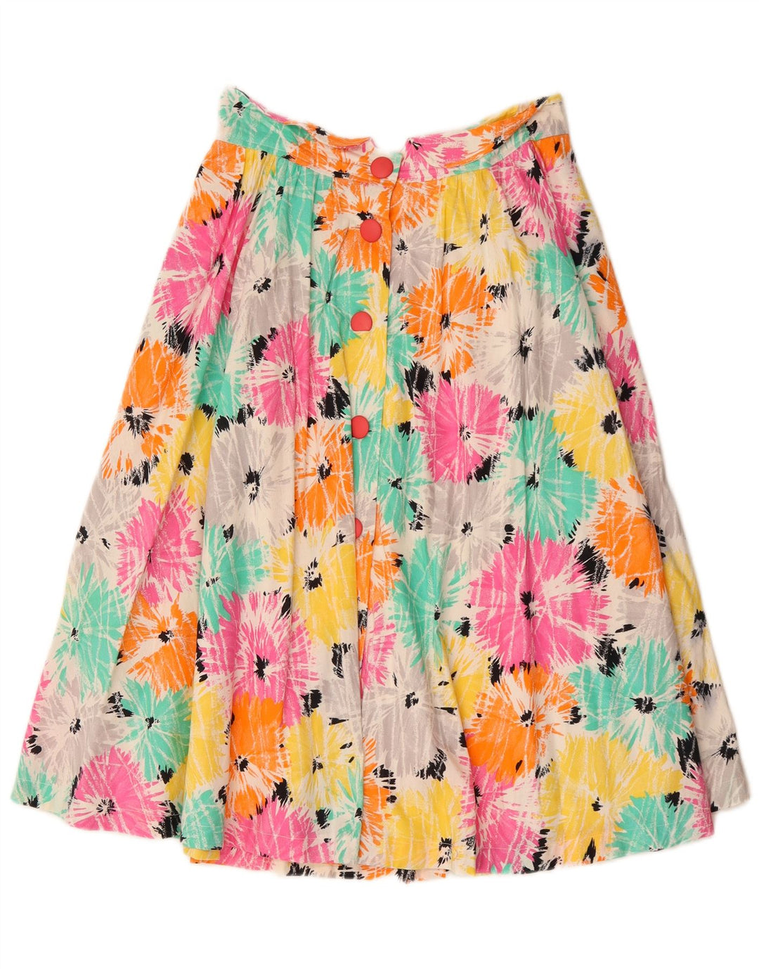 Gonna a trapezio da donna vintage EU 40 media W30 cotone floreale multicolore