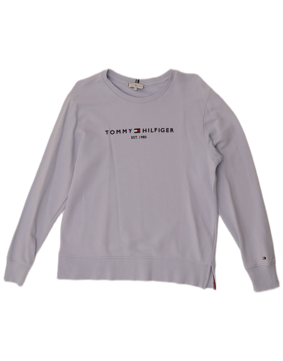 Felpa grafica da donna Tommy Hilfiger Maglione UK 14 Cotone blu medio