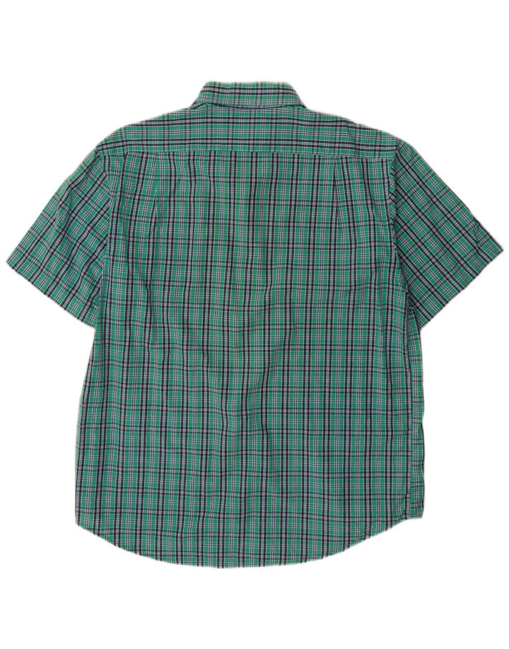 Camicia a maniche corte da uomo IZOD in cotone a quadri verdi grandi