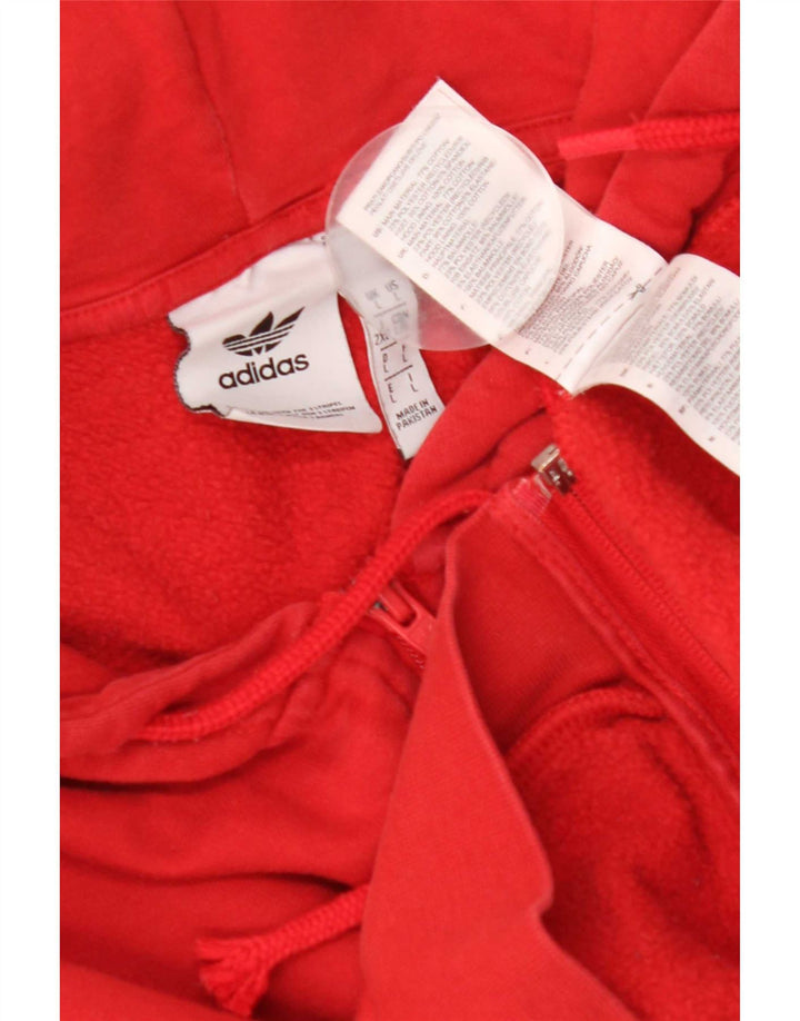 Maglione con cappuccio e zip Adidas da uomo grande in cotone rosso