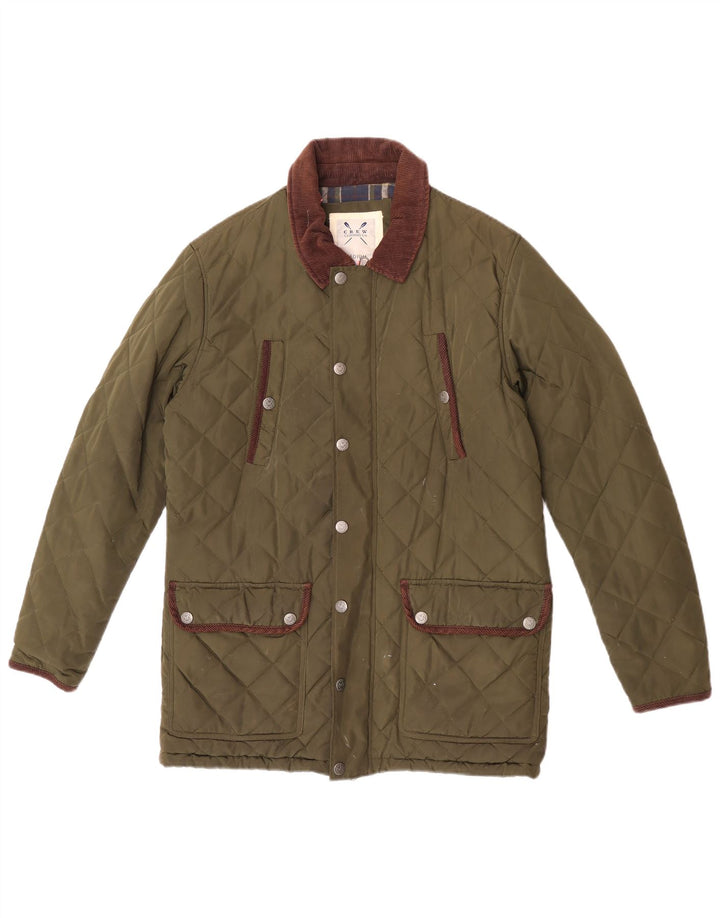 Crew Clothing Giacca trapuntata da uomo UK 38 Poliestere verde medio