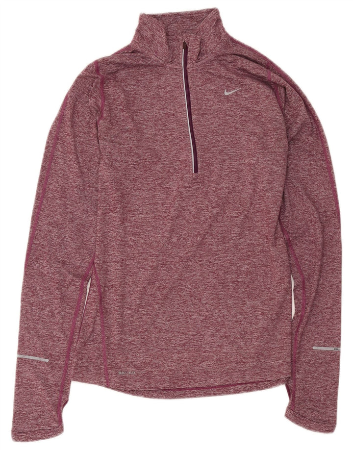 Top della tuta pullover da donna Nike Dri Fit UK 10 piccolo bordeaux screziato