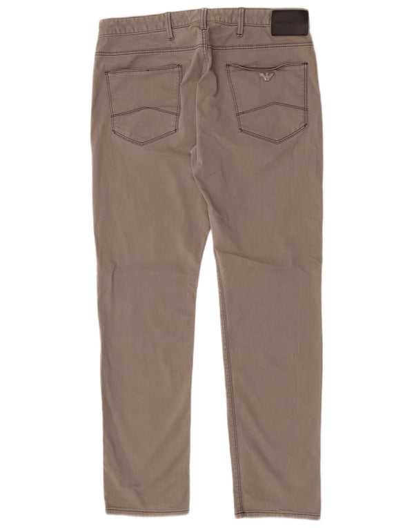 Pantaloni casual dritti da uomo Emporio Armani W34 L32 in cotone grigio