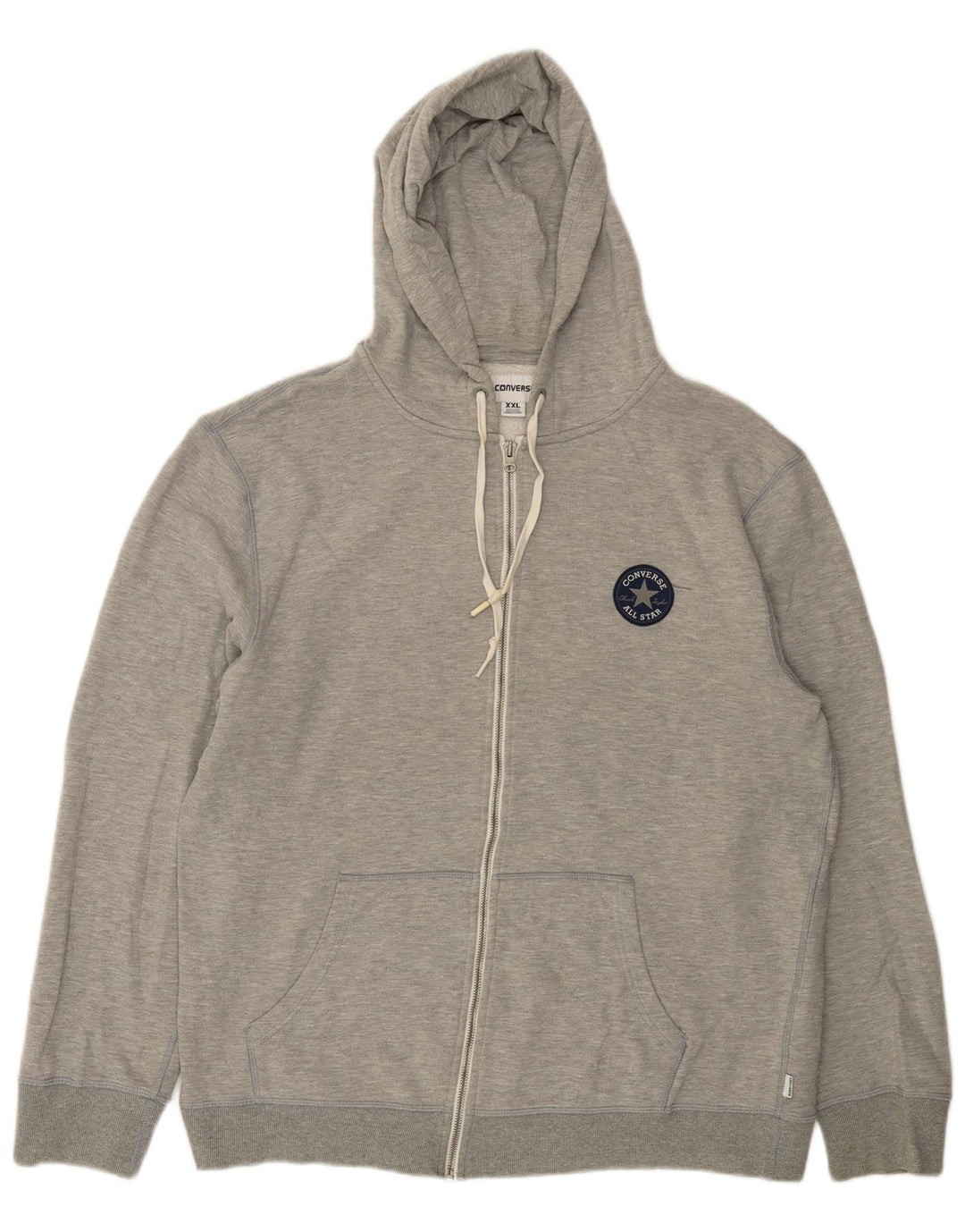 Maglione con cappuccio e zip da uomo CONVERSE 2XL in cotone grigio