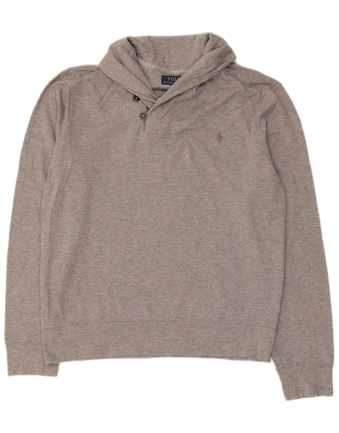 Polo Ralph Lauren Felpa da uomo con collo a scialle Maglione in cotone grigio medio