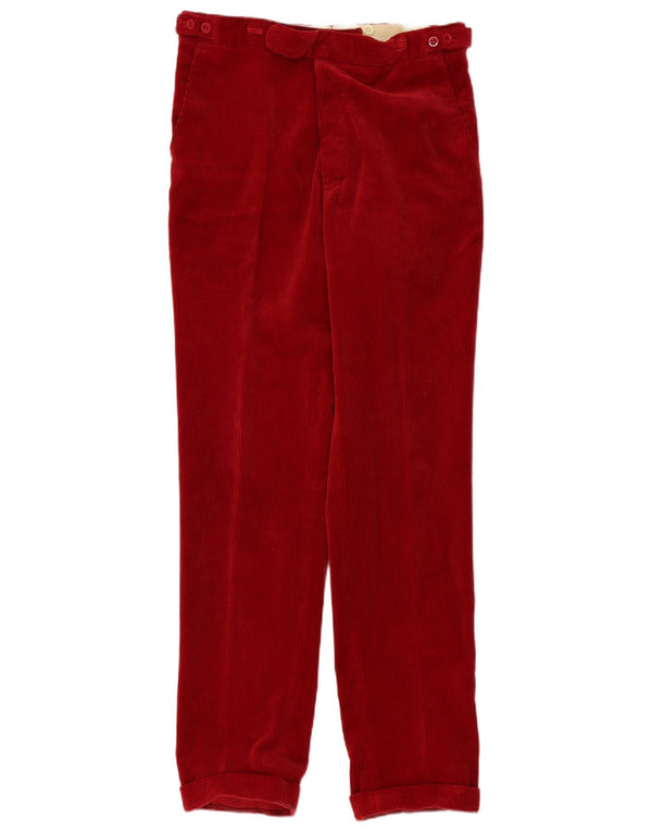 Hackett Mens Straight Corduroy Trousers W34 L34 Red Cotton