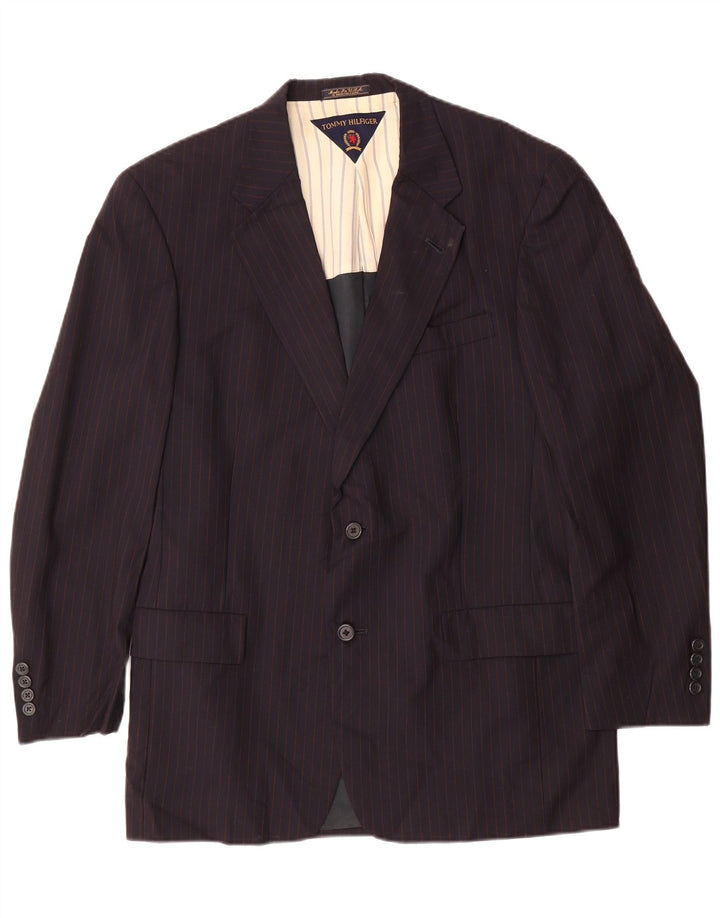TOMMY HILFIGER Giacca blazer da uomo UK 39 Gessato medio blu navy