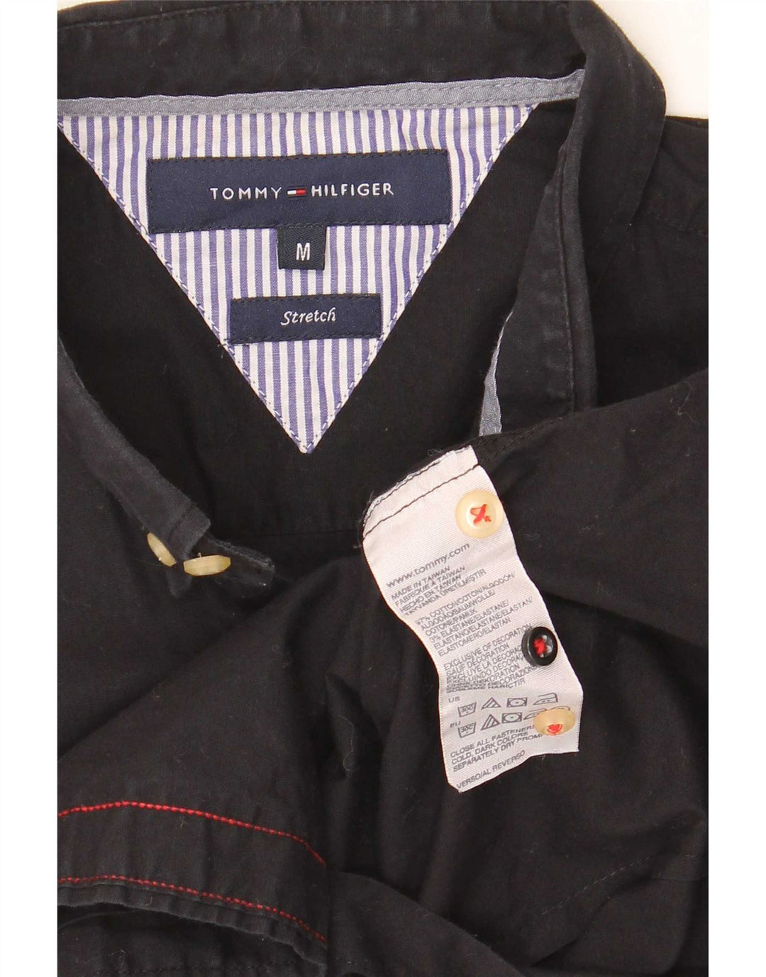 Camicia elasticizzata da uomo Tommy Hilfiger in cotone nero medio